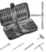 Open case showing 66-in-1 ratchet screwdriver set with magnetic bits and socket accessories