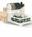 2-Tier Expandable Steel Dish Drying Rack with Drainboard